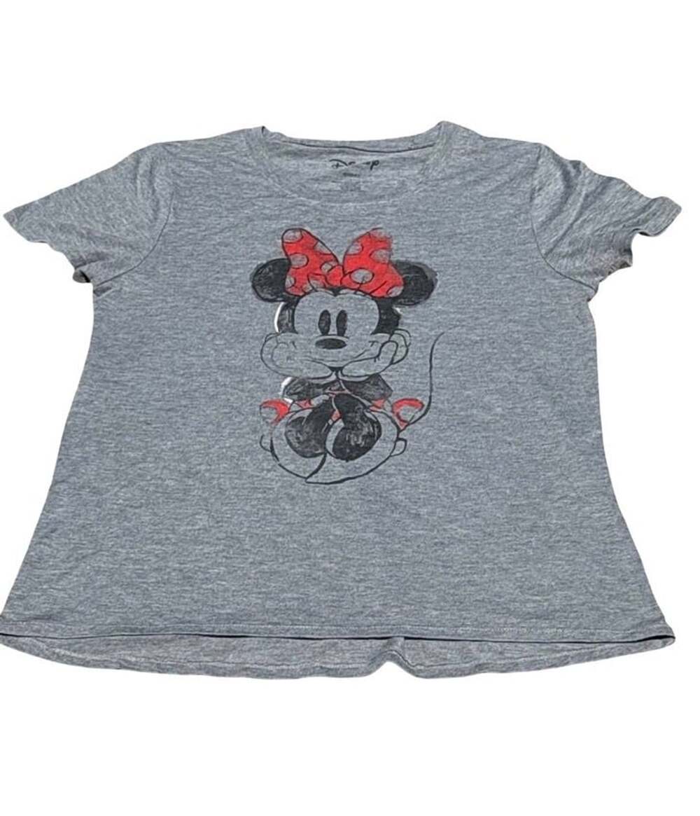 Disney Minnie Mouse Women’s Gray Graphic T-Shirt Size Large L Short Sleeve